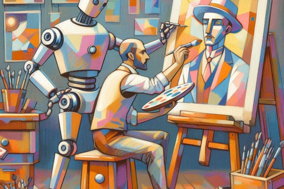 artist and robot painting