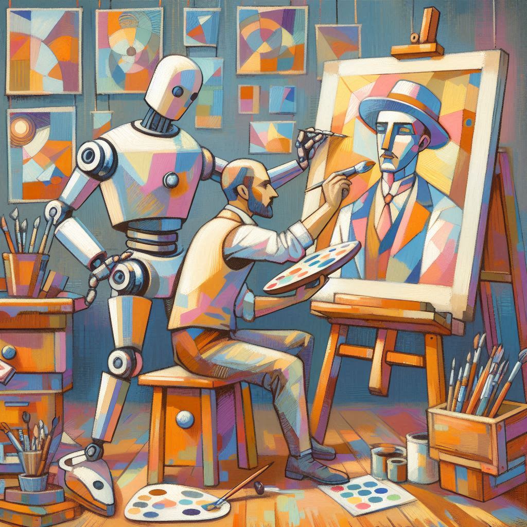 artist and robot painting